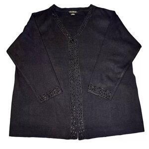 Lane Bryant Sweater Womens 14/16 Black Cardigan Open Front Long Sleeve Ladies